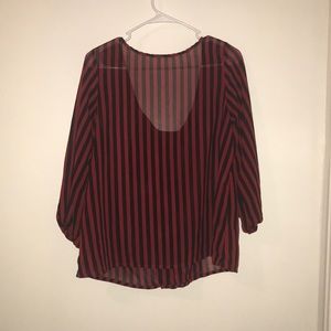 Red and black striped blouse